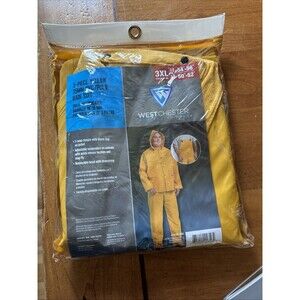 West Chester Protective Gear 3-Piece 35mm PVC/Poly Rain Suit Yellow 3Xl NEW